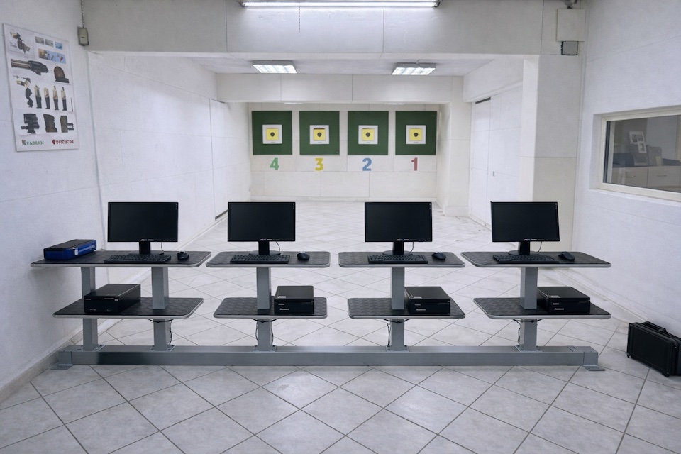 Interno della palestra di tiro del TSN Bagheria con linee di tiro e postazioni